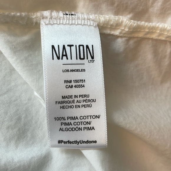 Nation 100% cotton ivory long sleeve cropped button down shirt size small - Picture 6 of 7